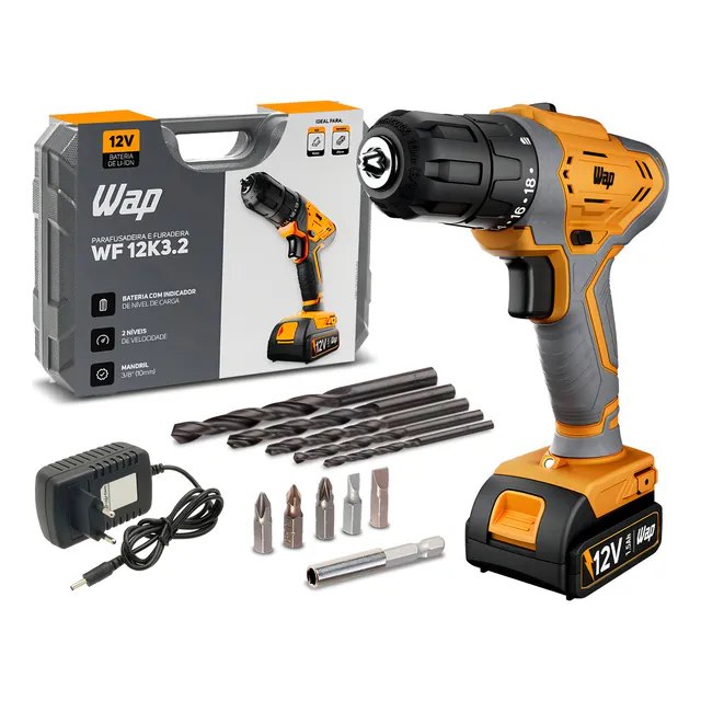 Parafusadeira E Furadeira A Bateria Wap Bpf 12k3.2 Com Maleta