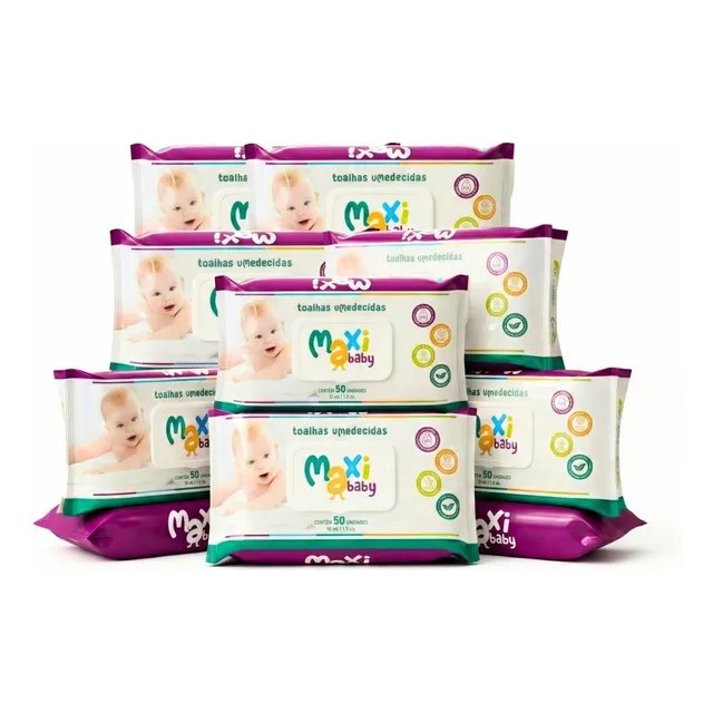 Kit 10 Toalhas Umedecidas Recém Nascido 50un Cada Maxi Baby