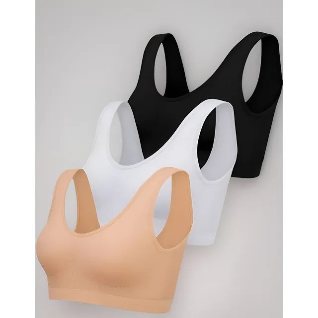 Kit 3 Sutiã Top Regata Microfibra Sem Costura Com Bojo