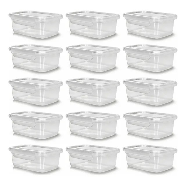 Kit 10 Potes 750ml Herméticos Travas Marmita Reutilizável Transparente