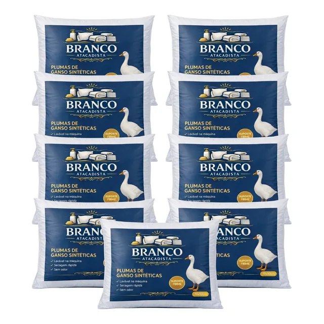 Kit 9 Travesseiros 100% Penas E Plumas De Ganso Branco Macio Branco