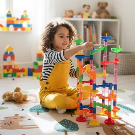 Pista De Corrida Para Bolinhas Rola Bola Labirinto De Montar 105 Peças - Colorido
