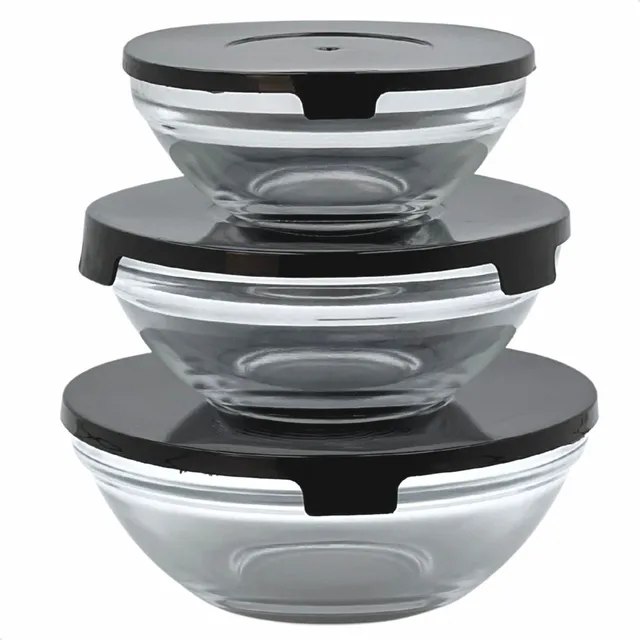 Conjunto 3 Potes De Vidro Com Tampa Organizadores Cozinha