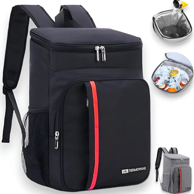 Mochila Térmica Cooler Capacidade 23l Impermeável Portátil Cor Preto