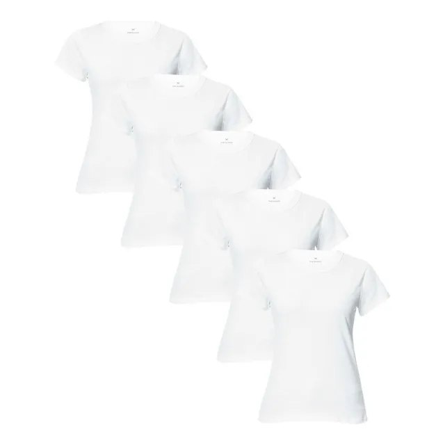 Kit 5 Camisetas Feminina Manga Curta Branca Hering