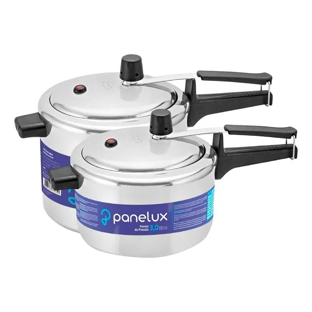 Panelas De Pressão 3 Litros E 4,5 Litros Panelux Kit C/ 2 Un Cor Cinza