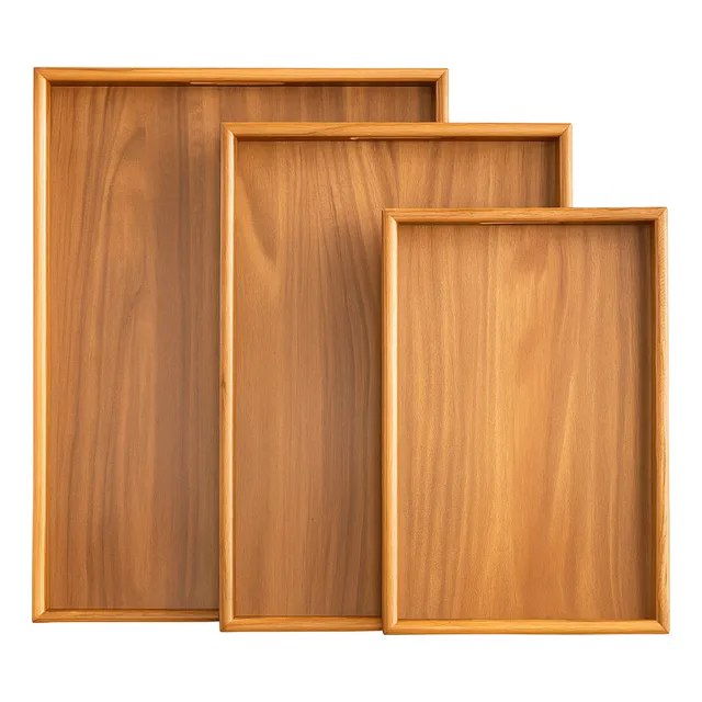 Kit 3 Bandejas De Bambu Para Cozinha Servir Decorar Conjunto