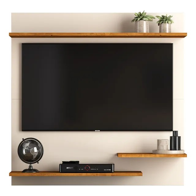 Painel para tv 32 polegadas com nicho e prateleira Madrid