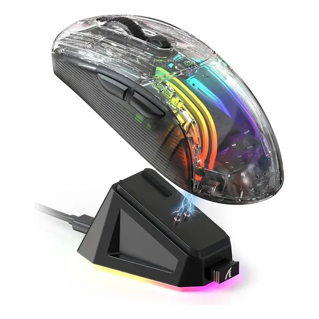 Mouse Gamer Sem Fio Attack Shark X2 Pro Com Dock Rgb Black
