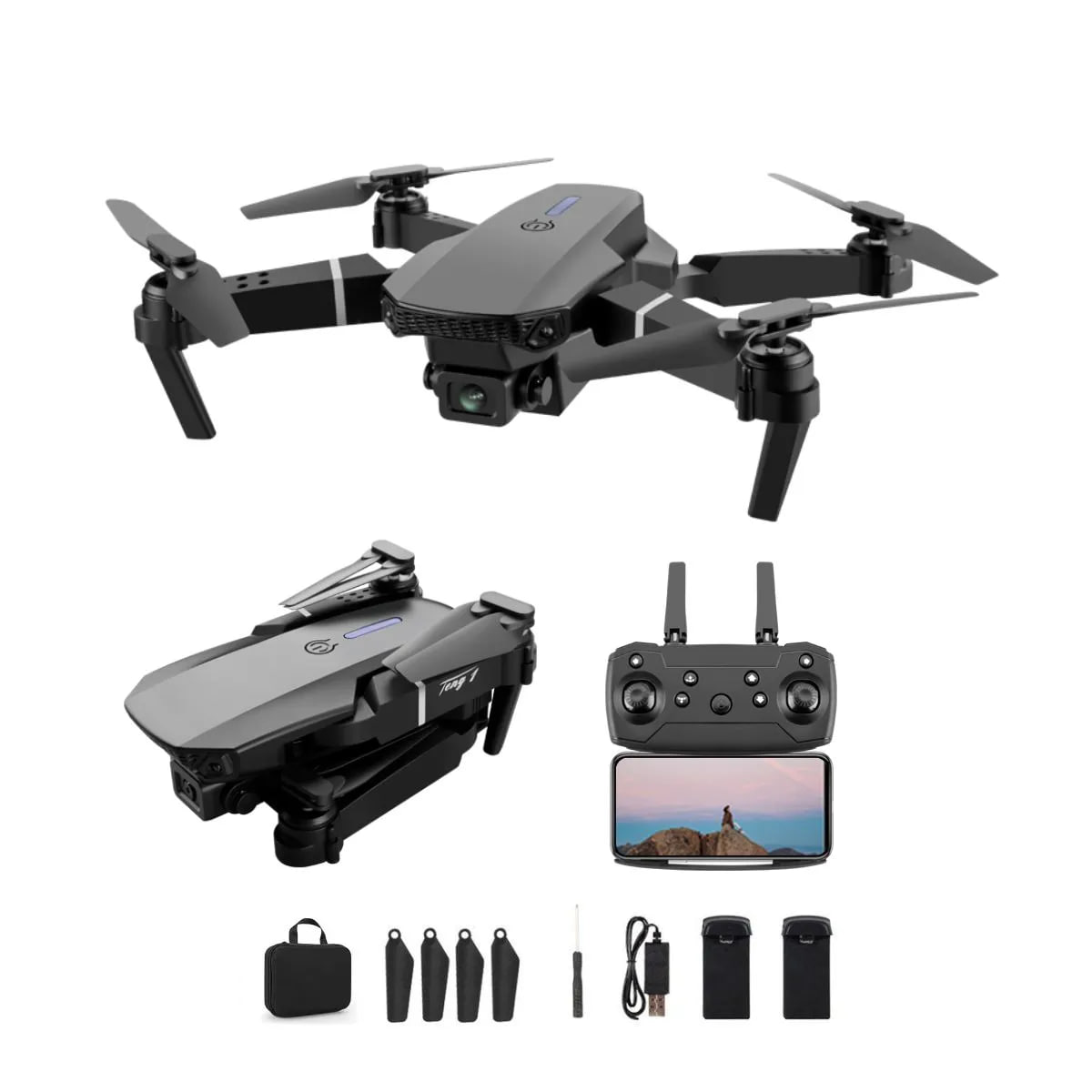 🔝 Drone Mini Pro Câmera 4k Com Gps 2 Baterias Completo Com Assistente De Pouso E Sensores De Obstáculos + Maleta De Transporte Drone Preto 🔝