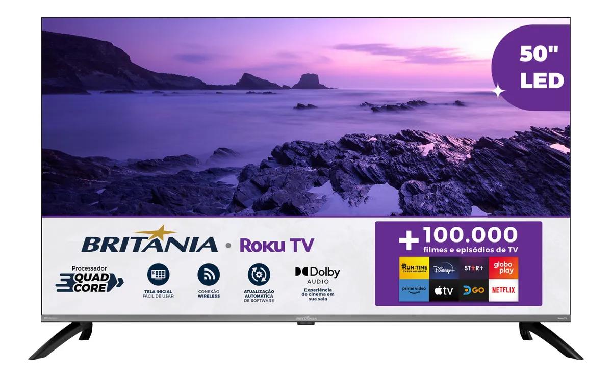 🔝 Smart Tv 50 Led 4k Britania B50cra Uhd Roku Dolby Audio Wi-fi Hdmi Hdr10 110/220v 🔝