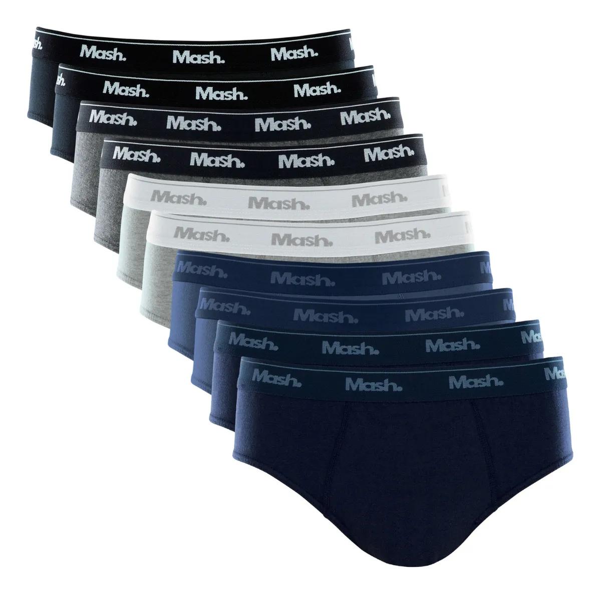 🔝 Kit Com 10 Cuecas Slip Mash Básica Masculina Algodão 🔝