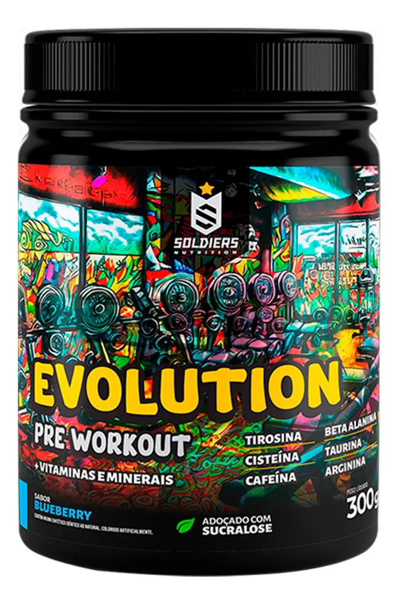 🔝 Pré-Treino Evolution Workout 300g Termogênico Sabor Blueberry Soldiers Nutrition Energia Foco Treino 🔝