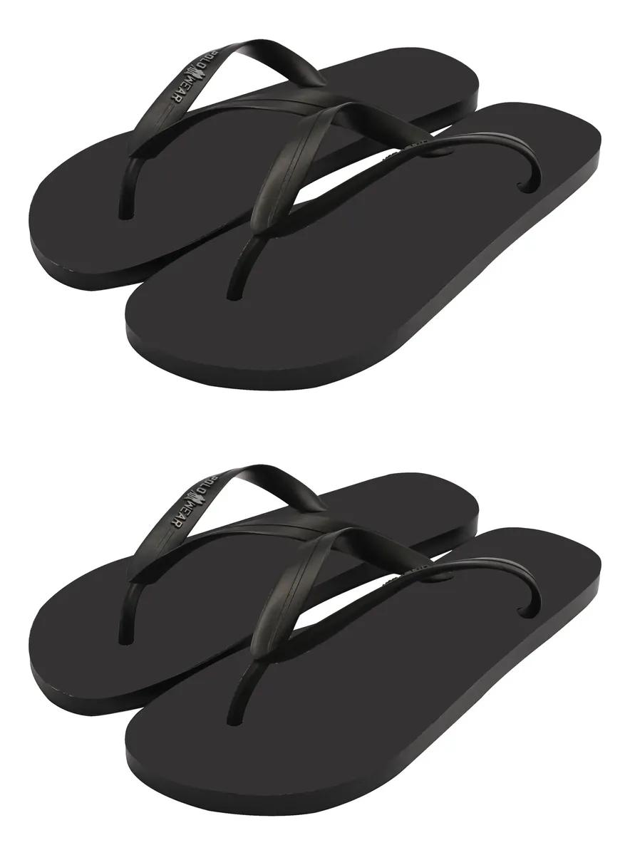 🔝 Kit 2 Chinelos Polo Wear Borracha Confortável Preto 🔝